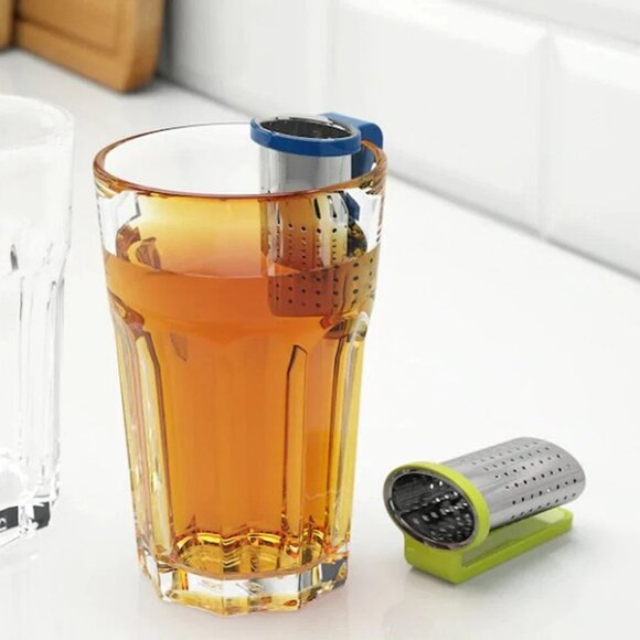Set IKEA SAKKUNNIG Tea Infuser Stainless Steel Hang On Basket Strainer Mug Gift - Picture 3 of 5